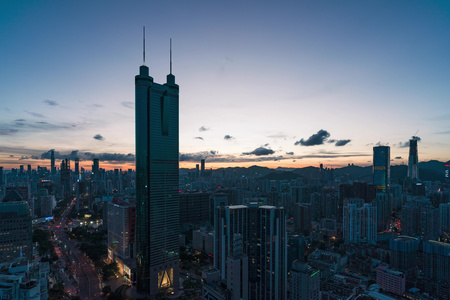 深圳城市风光晚霞夜景延时视频