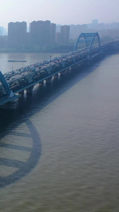 航拍杭州复兴大桥杭州地标视频