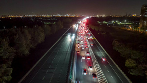 8K航拍高速公路堵车夜景车流延时摄影8秒视频