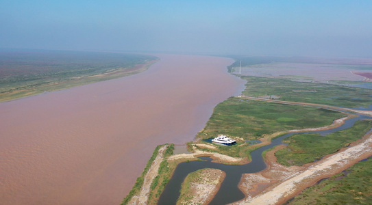 航拍黄河风光黄河入海口视频