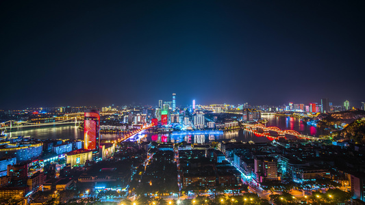  8k延时夜景CBD广西柳州新城区素材视频