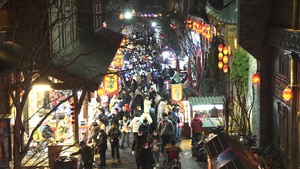 传统春节民俗集合商业娱乐逛街美食街夜景街景人流4k素材40秒视频