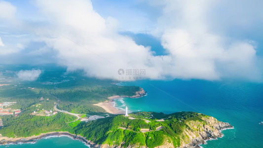 海南文昌海南岛云海高视角航拍岛屿海洋风景延时视频