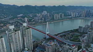 重庆千厮门大桥航拍26秒视频