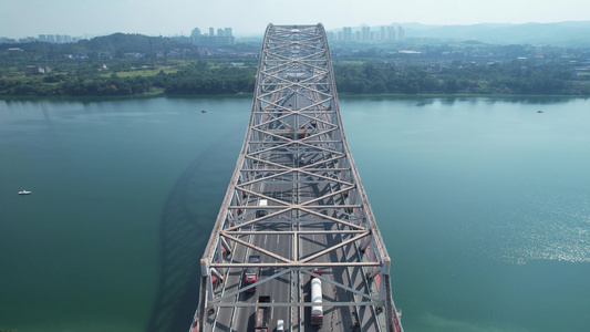 柳州白露大桥城市桥梁交通航拍视频