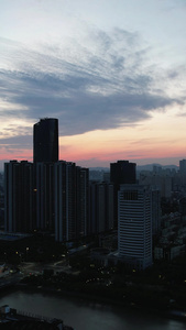 城市日落晚霞夕阳航拍视频