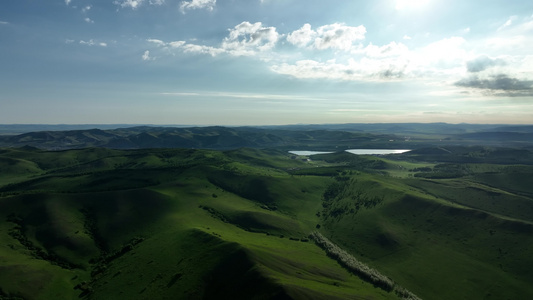 航拍内蒙古林区丘陵山地风光视频