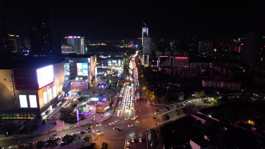 昆明城市夜景交通航拍视频