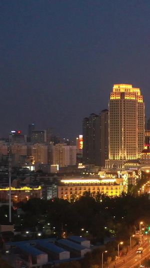 天津城市风光夜景航拍视频天津风景39秒视频