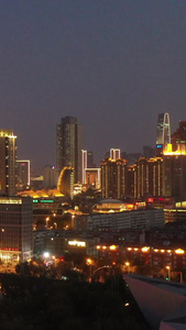 天津城市风光夜景航拍视频cbd视频