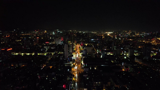 昆明城市夜景交通航拍视频