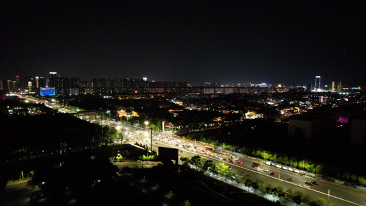 昆明夜景灯光交通航拍 视频