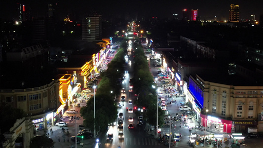 城市夜景人间烟火气息夜宵摊航拍山东东营 视频