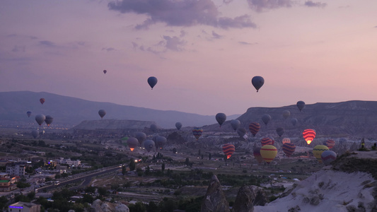 卡帕多奇亚高空视角日出热气球实拍视频