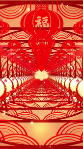 红色喜庆锣鼓灯笼新年舞台背景中国年视频