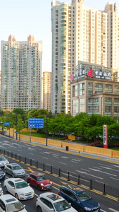 上海繁华路段车流延时道路交通视频