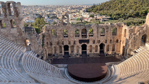 希腊雅典阿迪库斯露天剧场遗址实拍视频30秒视频