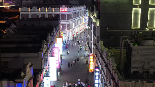 南宁兴宁路步行街夜景航拍  视频