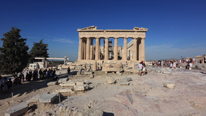 希腊雅典卫城著名历史建筑雅典娜神庙延时视频20秒视频