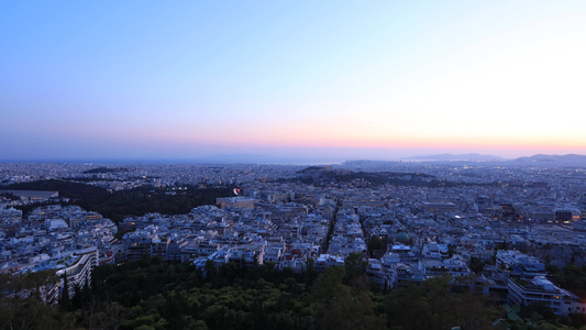 雅典城市日落夜景延时视频视频