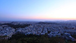 雅典城市日落夜景延时视频16秒视频