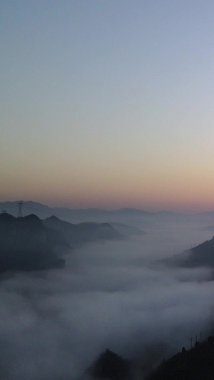 航拍山间云雾清晨日出自然风景29秒视频