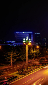 成都天府新区高新区世纪城车流夜景延时摄影城市风光视频