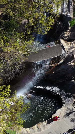 著名的5A景区花果山水帘洞瀑布航拍视频风景名胜40秒视频