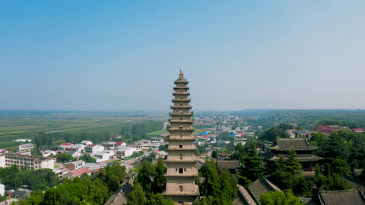 山西永济普救寺4k航拍视频