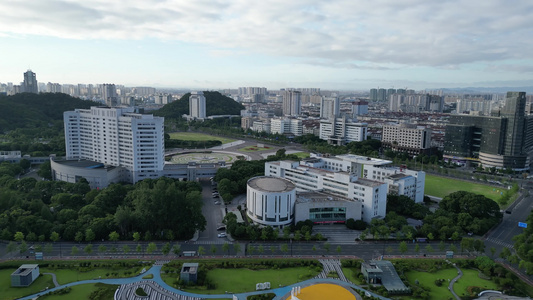 航拍台州城市风光视频