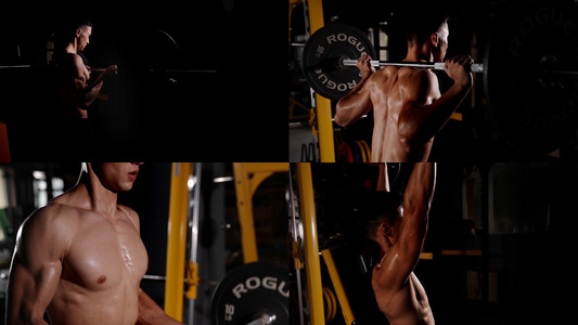 肌肉男性举铁健身广告素材视频