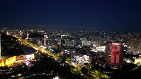 航拍台州城市夜景 视频