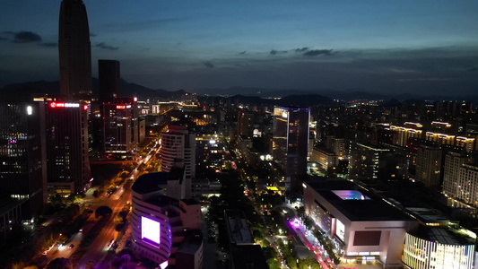 航拍台州城市夜景 视频