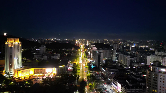 航拍台州城市夜景 视频