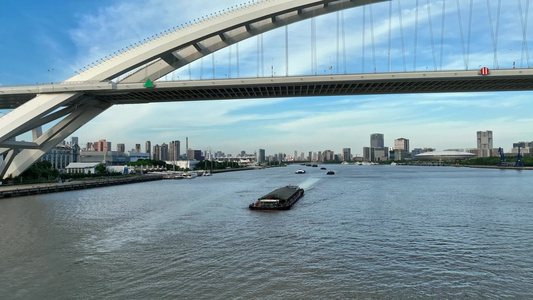 最新原创-上海卢浦大桥航拍上海世博文化园视频