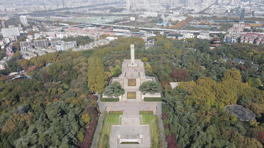 航拍江苏南京雨花台4A景区烈士英雄纪念碑视频