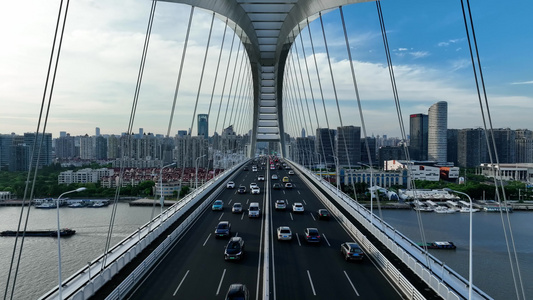 最新原创-上海卢浦大桥航拍上海世博文化园视频