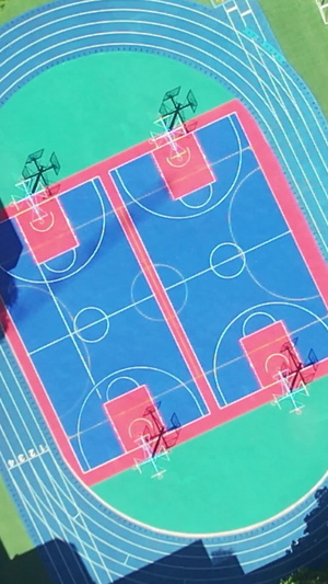 航拍高考日学校校园空无一人的篮球场素材航拍素材61秒视频