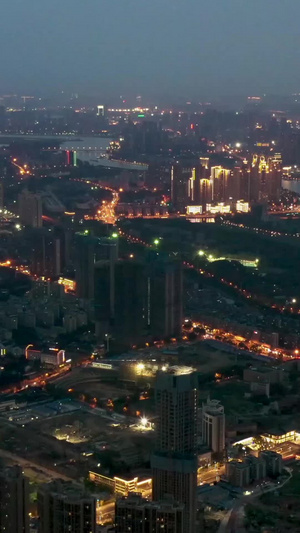 航拍武汉城市灯光秀高清素材19秒视频