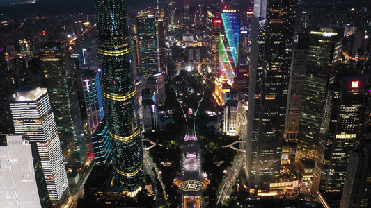 4K广州珠江新城夜景航拍视频