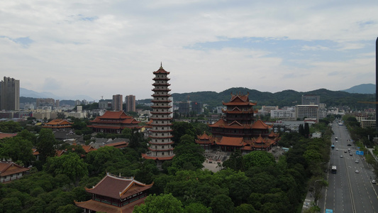 福建福州西禅古寺历史文化古建筑航拍视频