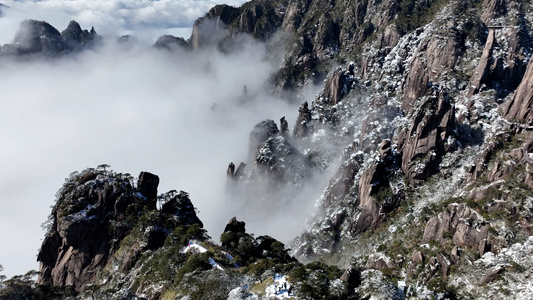 世界地质公园江西三清山冬天雪景风光航拍合集视频