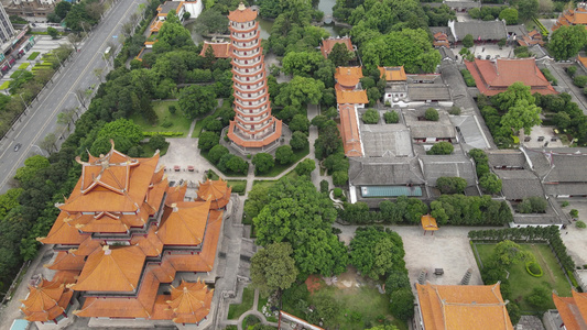 福建福州西禅古寺历史文化古建筑航拍视频