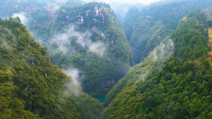 4K航拍山清水秀的阿依河景区大景80秒视频