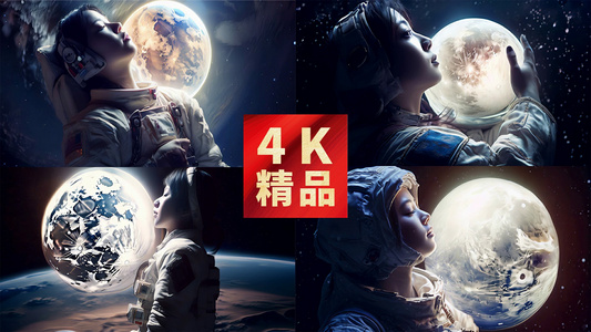 4k人与地球宇航员星球美女视频