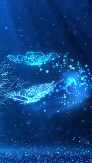 梦幻蝴蝶粒子舞台背景视频粒子下落20秒视频