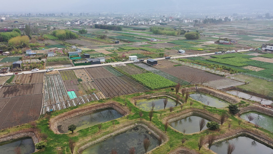 航拍云南大理龙龛村农田耕地乡村旱地水田视频