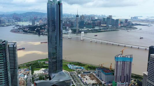 十字门水域横琴澳门建筑视频