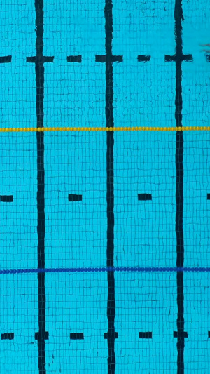 炎热的夏天航拍在游泳池游泳的人们航拍泳池65秒视频