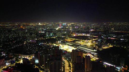 江苏常州城市夜景灯光航拍视频